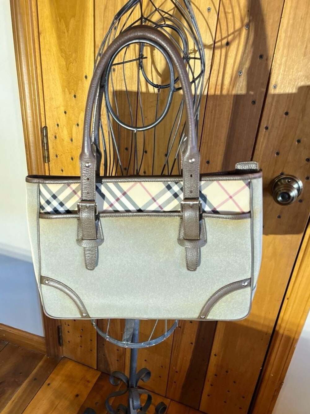 Burberry Blue Label Nova Check Canvas and Leather Shoulder Bag Tote - Picture 3 of 12